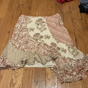 BCBGMaxAzria Asymmetrical Skirt in Cream and Red